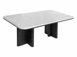 Best Vente-unique Mesa de centro en mármol y chapa de fresno - Blanco y negro - ZANESKA Negro / Blanco