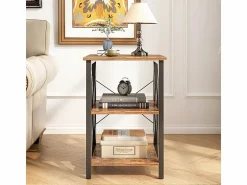 MESA DE CENTRO INDUSTRIAL CUADRADA DE MADERA ESTANTE RETRO ARMARIOS LOFT