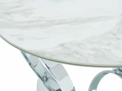 Maison Céphy Mesa de centro modular de vidrio templado, cerámica y metal - Efecto mármol blanco - JOLINE