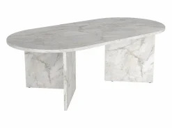 Best Mesa de centro ovalada - Color: Efecto mármol - TOPANIA Mesa De Centro
