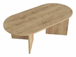 New Mesa de centro ovalada - Color : Natural claro - TOPANIA Mesa De Centro