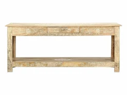 Clicnbuy Mesa de centro pintada a mano madera maciza mango 110x50x45 cm