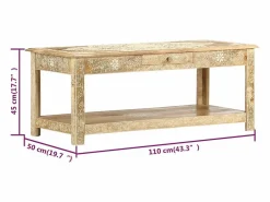 Clicnbuy Mesa de centro pintada a mano madera maciza mango 110x50x45 cm