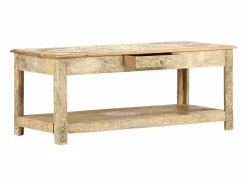 Clicnbuy Mesa de centro pintada a mano madera maciza mango 110x50x45 cm