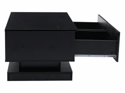 Sale Hauss Spole Mesa de centro rectangular 90x50x38cm con 2 cajones, LED incluido, cuerpo en lacado brillo Negro