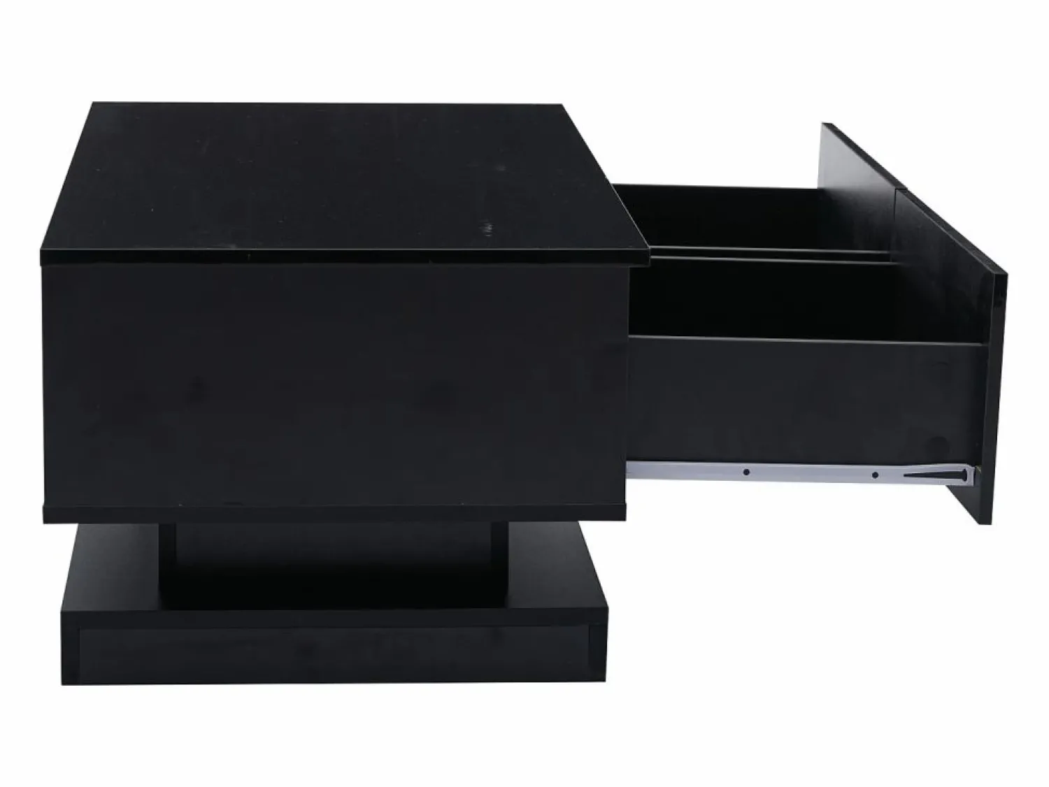 Sale Hauss Spole Mesa de centro rectangular 90x50x38cm con 2 cajones, LED incluido, cuerpo en lacado brillo Negro