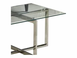 Online Mesa de centro rectangular - Cristal templado - Metal plateado - CHIARA Transparente