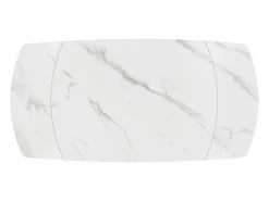 Clearance Mesa de cerámica blanca, base de metal , extensible 120x88-180x88 cm - BONIFACIO Negro