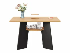 Merax Mesa de comedor - 130 x 85 x 75 cm - con espacio para mascotas y bandeja de almacenamiento - MDF -