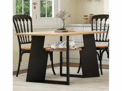 Merax Mesa de comedor - 130 x 85 x 75 cm - con espacio para mascotas y bandeja de almacenamiento - MDF -