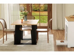 Merax Mesa de comedor - 130 x 85 x 75 cm - con espacio para mascotas y bandeja de almacenamiento - MDF -