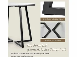 Merax Mesa de comedor - 80 x 80 x 75 cm - Mesa redonda de metal con moderno diseño de mármol - MDF - /dorado