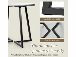 Merax Mesa de comedor - 80 x 80 x 75 cm - Mesa redonda de metal con moderno diseño de mármol - MDF - /dorado