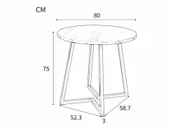Merax Mesa de comedor - 80 x 80 x 75 cm - Mesa redonda de metal con moderno diseño de mármol - MDF - /dorado