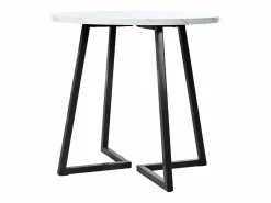Merax Mesa de comedor - 80 x 80 x 75 cm - Mesa redonda de metal con moderno diseño de mármol - MDF - /dorado