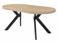 Vente-unique Mesa de comedor 6 personas de MDF y acero - Natural claro y negro - KOMONI