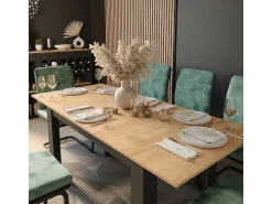 Vicco Mesa de comedor antracita/roble dorado 180x80x76 repose