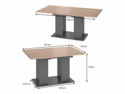 Mesa de comedor antracita 140x90x76 dix Mesa Extensible