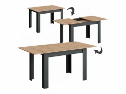 Sale Mesa de comedor antracita/roble dorado 160x80x76 repose Mesa Extensible