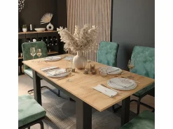 Sale Mesa de comedor antracita/roble dorado 160x80x76 repose Mesa Extensible