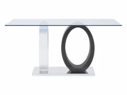 Vente-unique Mesa de comedor AYANE - Tapa cristal templado Gris y blanco