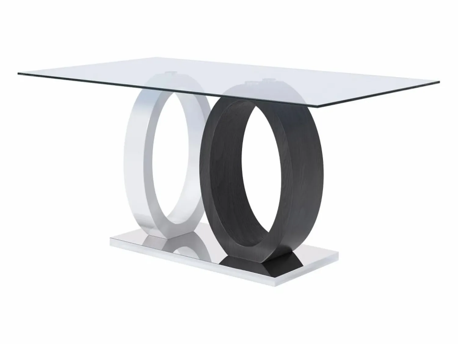 Vente-unique Mesa de comedor AYANE - Tapa cristal templado Gris y blanco