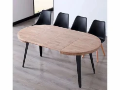 New ADEC Mesa de comedor Berg extensible forma redonda roble honey/ 76x100-140-180x100 cm Negro
