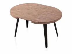 New ADEC Mesa de comedor Berg extensible forma redonda roble honey/ 76x100-140-180x100 cm Negro
