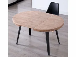New ADEC Mesa de comedor Berg extensible forma redonda roble honey/ 76x100-140-180x100 cm Negro