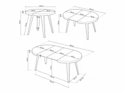New ADEC Mesa de comedor Berg extensible forma redonda roble honey/ 76x100-140-180x100 cm Negro