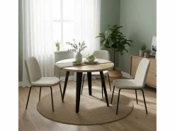 ADEC Mesa de comedor BergE redonda extensible nordish/negro Ø100x76 cm