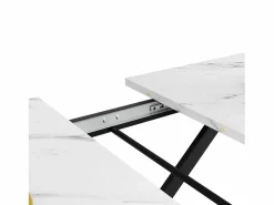 Discount Mesa de comedor blanca - Mesa de comedor extensible con patas de hierro negro - para cocina y sala de estar Blanco