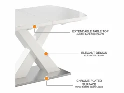 Clearance Vicco Mesa de comedor 120x80x76 chinto Blanco