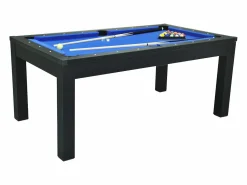 Clearance Vente-unique Mesa de comedor convertible en mesa de billar y ping pong - Negro - 180 cm de ancho - SOUSA Negro / Azul