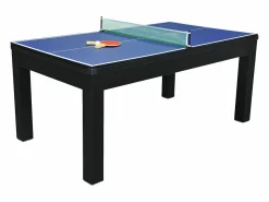 Clearance Vente-unique Mesa de comedor convertible en mesa de billar y ping pong - Negro - 180 cm de ancho - SOUSA Negro / Azul