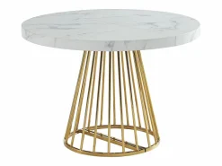 New Mesa de comedor de 2 a 12 comensales de MDF y acero - Efecto mármol blanco y dorado - FIRELA Mesa Extensible|Mesa De Comedor
