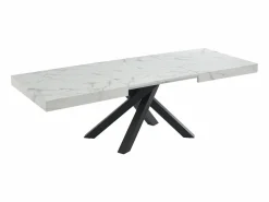 Best Mesa de comedor de 6 a 10 cubiertos de MDF y metal - Efecto mármol y negro - CATONAV Mesa Extensible|Mesa De Comedor