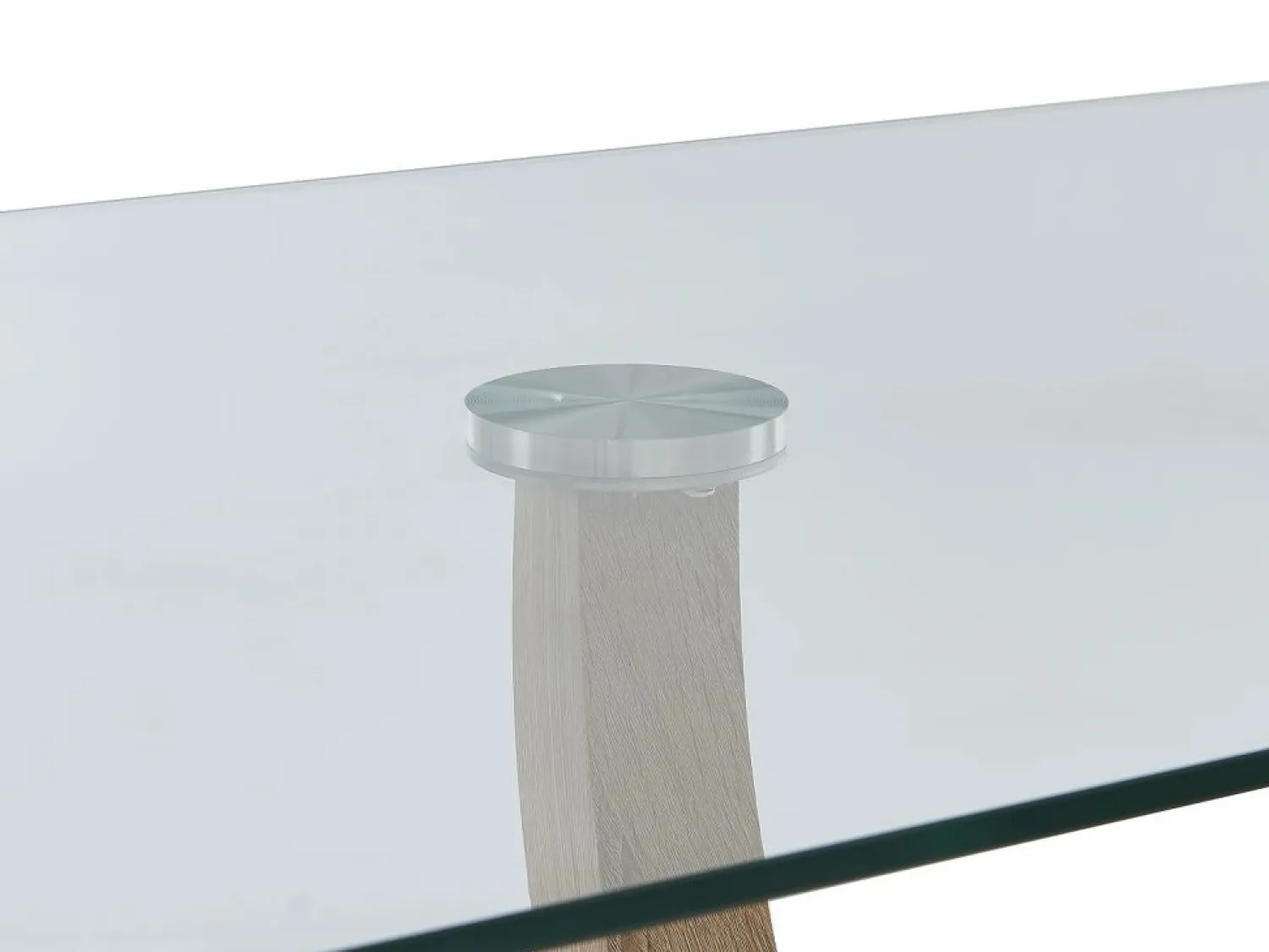 Clearance Mesa de comedor de 6 plazas de vidrio templado, acero y MDF natural claro - MELODIE II Mesa De Comedor