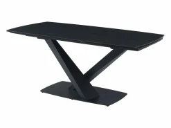 Online Mesa de comedor de cristal templado, cerámica y metal - Efecto mármol - MALATA Mesa Extensible|Mesa De Comedor