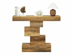 Tribesigns Mesa de comedor de granja de 108 cm, mesa de salón estrecha de madera detrás del sofá con base geométrica