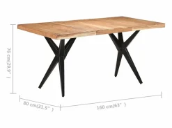 Online Mesa de comedor de madera maciza de acacia 160x80x76 cm Mesa De Comedor