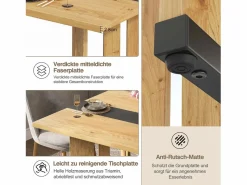 Merax Mesa de comedor de madera de estilo escandinavo - 150 x 80 x 75 cm - veta de roble - MDF - natural
