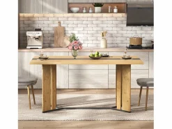 Merax Mesa de comedor de madera de estilo escandinavo - 150 x 80 x 75 cm - veta de roble - MDF - natural