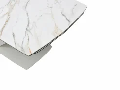 Maison Céphy Mesa de comedor de vidrio templado, cerámica y metal - Efecto mármol - MALATA