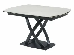 Maison Céphy Mesa de comedor en cerámica y vidrio templado - Efecto mármol blanco y negro - LIOMELI
