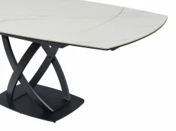 Maison Céphy Mesa de comedor en cerámica y vidrio templado - Efecto mármol blanco y negro - LIOMELI
