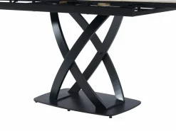 Maison Céphy Mesa de comedor en cerámica y vidrio templado - Efecto mármol blanco y negro - LIOMELI