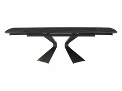 Discount Maison Céphy Mesa de comedor en vidrio templado, cerámica y metal - Efecto mármol - KAJARI Negro