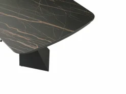 Discount Maison Céphy Mesa de comedor en vidrio templado, cerámica y metal - Efecto mármol - KAJARI Negro