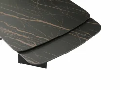 Discount Maison Céphy Mesa de comedor en vidrio templado, cerámica y metal - Efecto mármol - KAJARI Negro